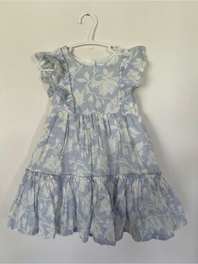 Jason Wu Girls Floral Ruffle Dress 3T Blue White